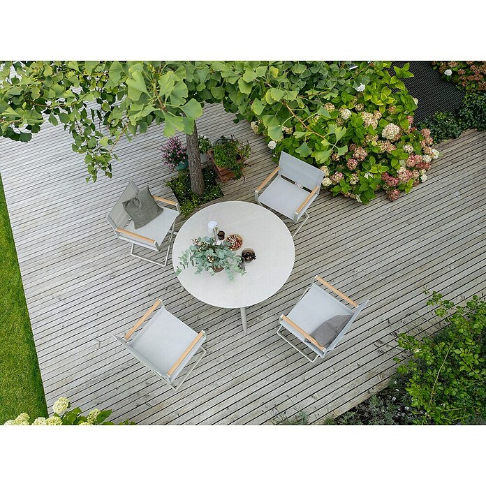 Sunfun Solo Okrogla balkonska miza  (Ø x V: 120 x 74 cm, Aluminij in sintran kamen, Svetlo siva) | 8270 - Tische Metall | ICAA - Sommermöbel Tische | ICA - Sommermöbel | IC - Freizeit im Garten | I - Stadtgarten | BAUHAUS