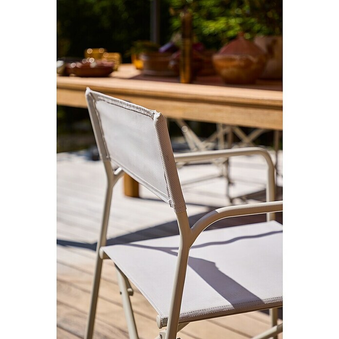 Sunfun Sarah Gartenstuhl (Aluminium, Textil, Klappbar, Light-Greige, B x T x H: 56 x 52,5 x 81 cm) | BAUHAUS
