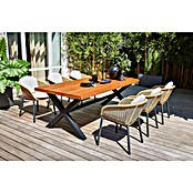 Sunfun Gartenmöbel-Set X-Fuß (7 -tlg., Robinie/Aluminium/Polyester, Braun/Schwarz) | BAUHAUS