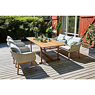 Sunfun Gartenmöbel-Set Diana/Paula (5 -tlg., Hellgrau/Akazie, Ausziehbar)