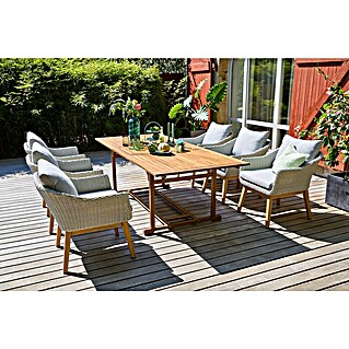 Sunfun Gartenmöbel-Set Diana/Paula XL (7 -tlg., Hellgrau/Akazie, Ausziehbar)