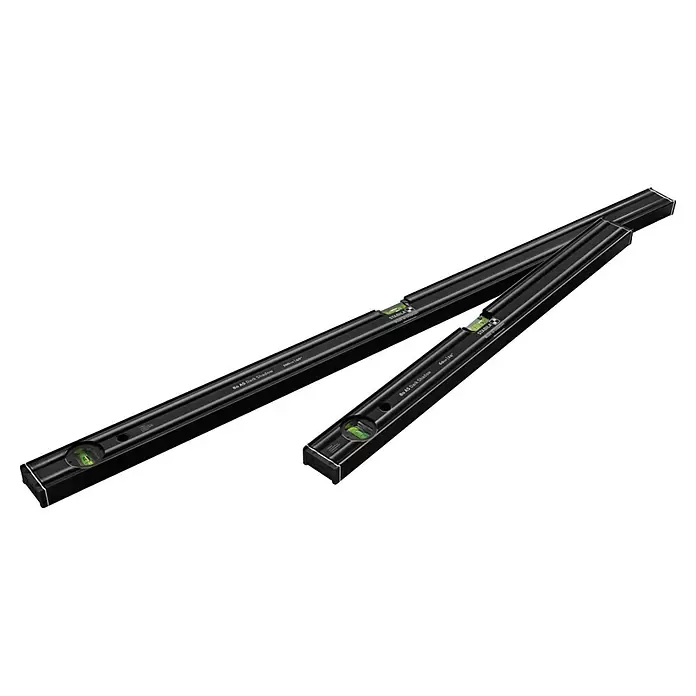 Stabila Wasserwaagen-Set MP80AS - 2 Stk., Länge: 100 cm, Anzahl Libellen: 2 Stk. - Zwei schwarze Stabila Wasserwaagen, eine lange und eine kürzere, mit grünen Libellen zur präzisen Nivellierung.
