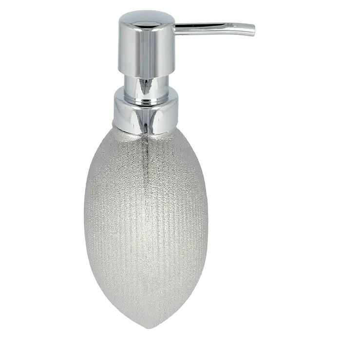 Venus Kalama Seifenspender - Steingut, Chrom - Silberner Seifenspender mit Chrom-Pumpe für Badezimmer oder Küche. Stilvolles Accessoire für die tägliche Handhygiene.