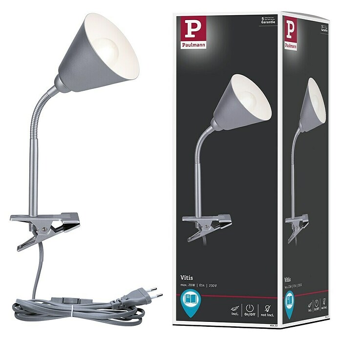 Paulmann Klemmleuchte Vitis (20 W, Grau, Höhe: 370 mm) | BAUHAUS