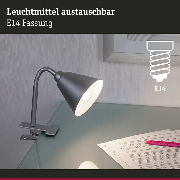 Paulmann Klemmleuchte Vitis (20 W, Grau, Höhe: 370 mm) | BAUHAUS