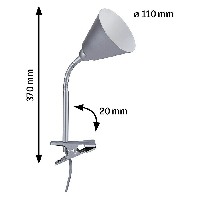 Paulmann Klemmleuchte Vitis (20 W, Grau, Höhe: 370 mm) | BAUHAUS