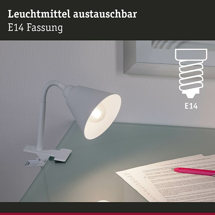 Paulmann Klemmleuchte Vitis (20 W, Weiß, Höhe: 370 mm) | BAUHAUS