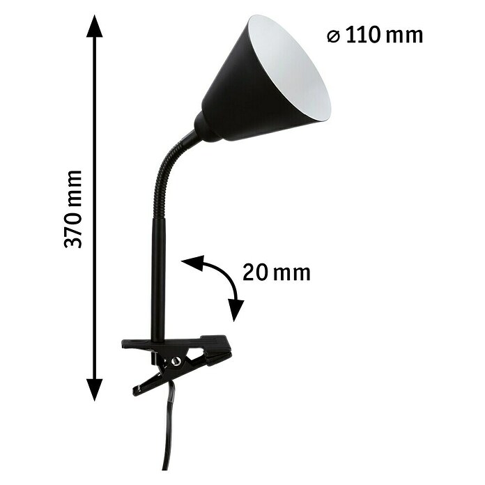 Paulmann Klemmleuchte Vitis (20 W, Schwarz, Höhe: 370 mm) | BAUHAUS