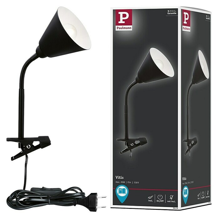 Paulmann Klemmleuchte Vitis (20 W, Schwarz, Höhe: 370 mm) | BAUHAUS