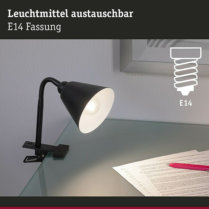 Paulmann Klemmleuchte Vitis (20 W, Schwarz, Höhe: 370 mm) | BAUHAUS