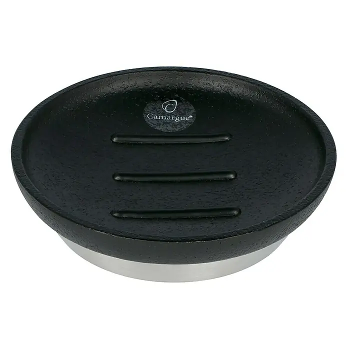 Camargue Bosse Seifenschale - Polyresin, Schwarz - Hier ist eine schwarze Camargue Seifenschale mit einem minimalistischen Design, ideal für jedes Badezimmer. Die Seifenschale hat eine moderne und stilvolle Optik.