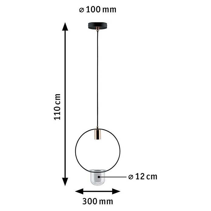 Paulmann Neordic Pendelleuchte Tasja (Ø x H: 12 x 110 cm, 20 W, Schwarz/Kupfer, E27) | BAUHAUS