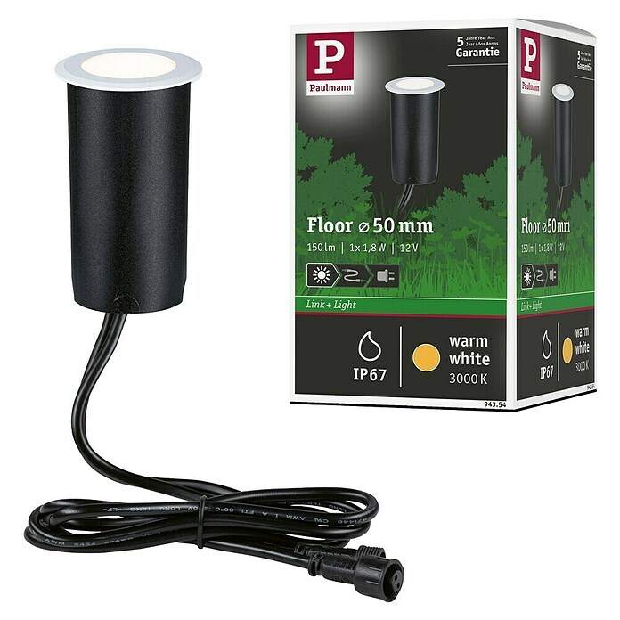 Paulmann Link & Light Bodeneinbauleuchte Floor Light (1,6 W, Durchmesser Leuchtmittel: 5 cm, Warmweiß, Weiß) | BAUHAUS