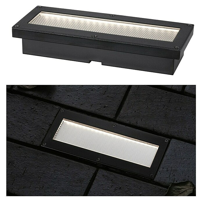 Paulmann Bodeneinbauleuchte Domenic (L x B x H: 8 x 20 x 3,7 cm, Rechteckig, 0,1 W, IP67, Schwarz) | BAUHAUS