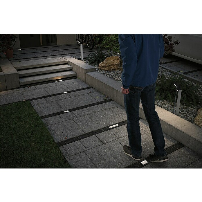 Paulmann Bodeneinbauleuchte Domenic (L x B x H: 8 x 20 x 3,7 cm, Rechteckig, 0,1 W, IP67, Schwarz) | BAUHAUS