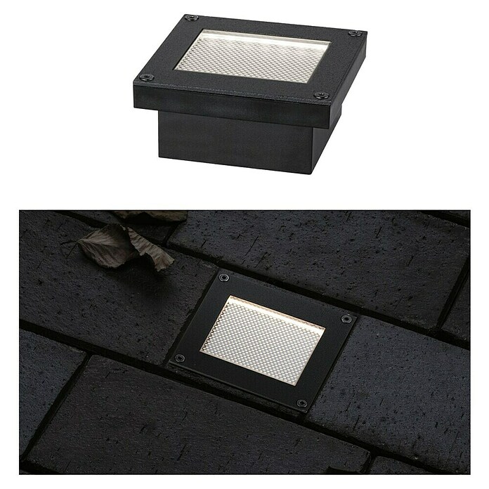 Paulmann Bodeneinbauleuchte Domenic (L x B x H: 8 x 8 x 3,7 cm, Quadratisch, 0,1 W, IP67, Schwarz) | BAUHAUS