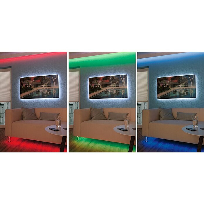 Paulmann LED-Band-Set RGB Stripe (Länge: 3 m, Lichtfarbe: Mehrfarbig, 8 W, 180 lm) | BAUHAUS