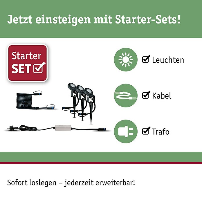 Paulmann Plug & Shine Basis-Set Sting (6,3 W, Erdspieß, IP67, 2 200 K) | BAUHAUS