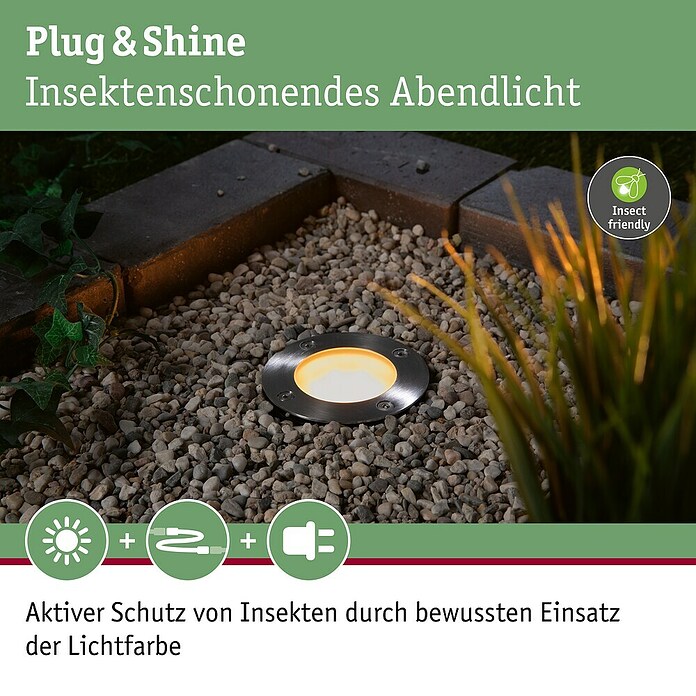 Paulmann Plug & Shine Bodeneinbauleuchte Floor CCT (4,6 W, Schwarz, Ø x H: 9,8 x 9,5 cm) | BAUHAUS