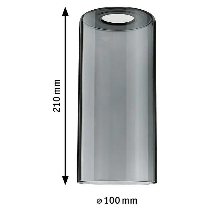 Paulmann URail Lampenschirm Raja - Ø x H: 10 x 21 cm, Rauchglas, E27, Glas - Graues Glasrohr mit den Maßen 210 mm Höhe und 100 mm Durchmesser.
