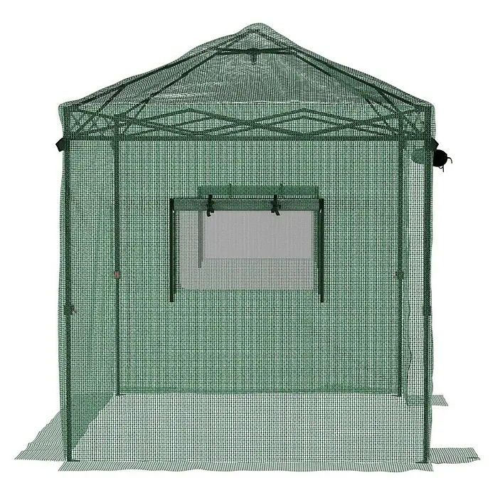 Gardol Folien-Gewächshaus Pop-Up - 240 x 180 x 245 cm, Metall, Kunststoff - Ein grünes Gewächshaus mit einem Fenster zum Anbau von Pflanzen. Perfekt für den Garten oder den Balkon, um Gemüse und Blumen zu ziehen.