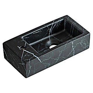 Best Design Fontein Marmer Allure-Black (b x l: 36 x 18 cm, Kraangat: Links, Zwart marmer)