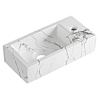 Best Design Fontein Allure-White (b x l: 36 x 18 cm, Kraangat: Rechts, Wit marmer)