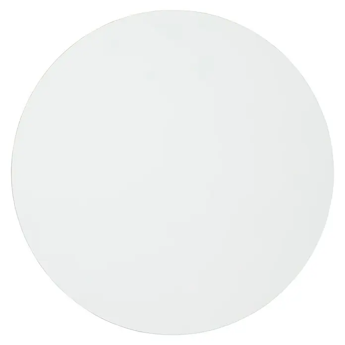 Espejo de pared Gia sin marco - Diámetro: 60 cm, Plateado - La imagen muestra una superficie redonda y blanca. Ideal como superficie de visualización o fondo para fotografía de producto.