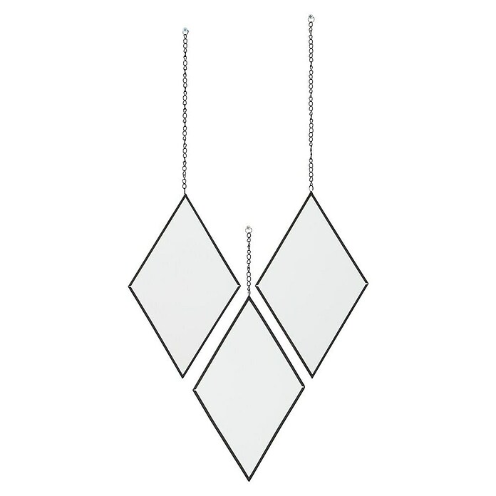 Espejo de pared Diamante Set de 3 uds (17 x 28 cm, Negro) | BAUHAUS