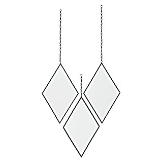 Espejo de pared Diamante Set de 3 uds (17 x 28 cm, Negro)