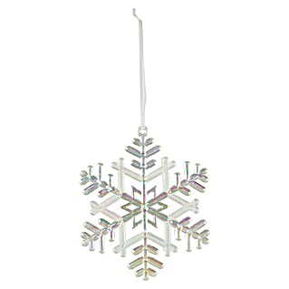 Christbaumschmuck Schneeflocke irisierend (Weiß, Kunststoff, 1 Stk., 13,5 cm)