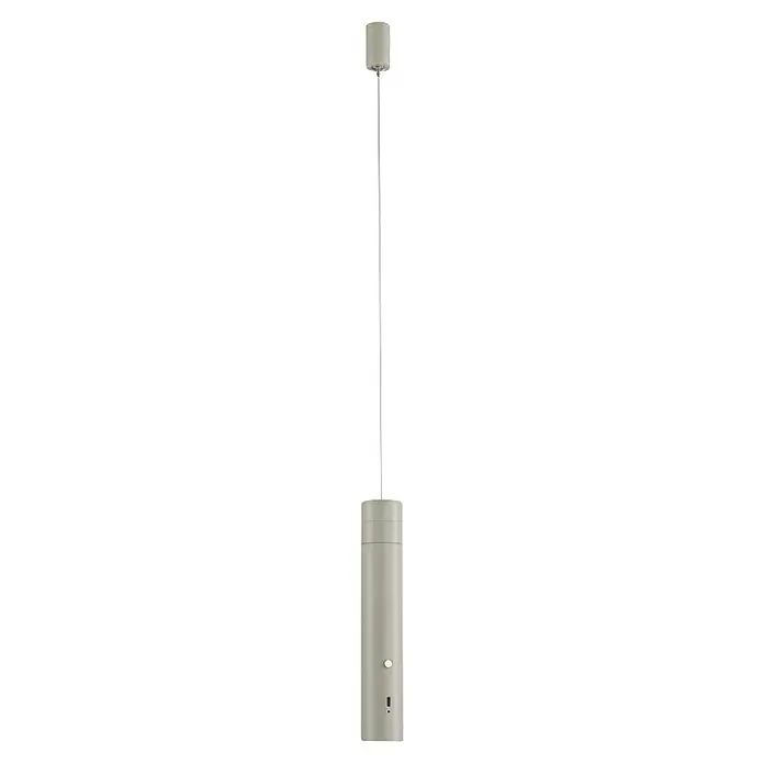 Just Light Lámpara colgante de batería Attach - Gris - Calentador de patio plateado con base cilíndrica y elemento calefactor redondo, ideal para uso exterior.