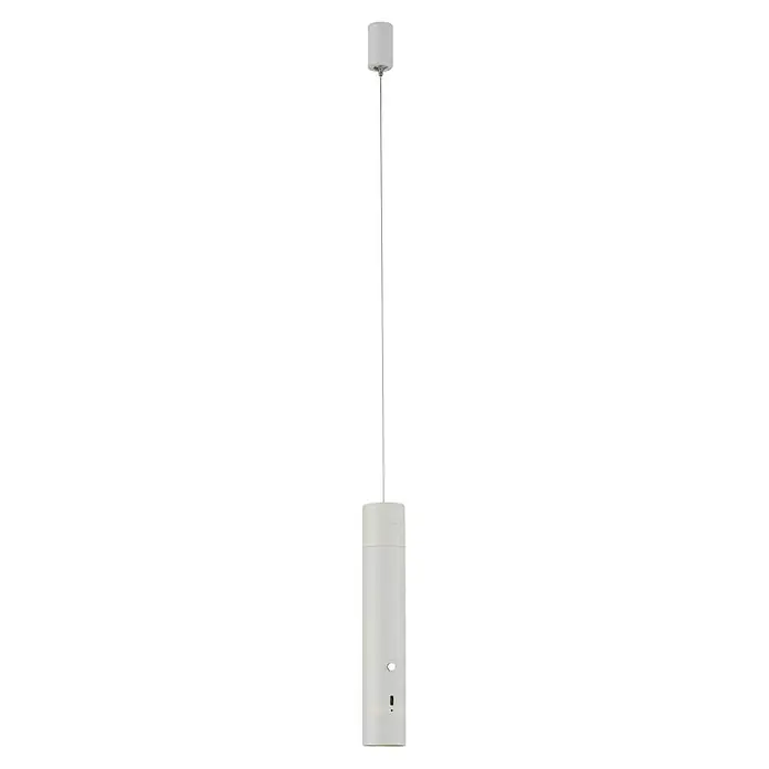 Just Light Lámpara colgante de batería Attach - Blanco - Una ducha exterior moderna de color plateado con líneas limpias y un diseño minimalista, ideal para jardines o terrazas.