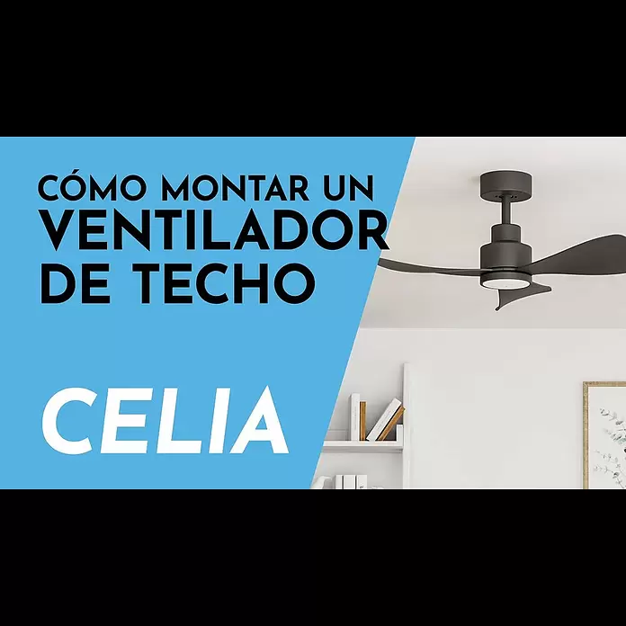 Arte confort Ventilador de techo Celia - Negro, 91,4 cm, 16 W, Blanco neutro - CELIA |  Aprende a instalar un ventilador de techo