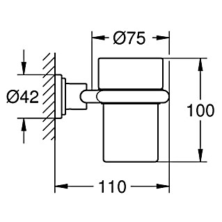 Grohe Zahnputzglas (Durchmesser: 62 mm, Kristallglas)