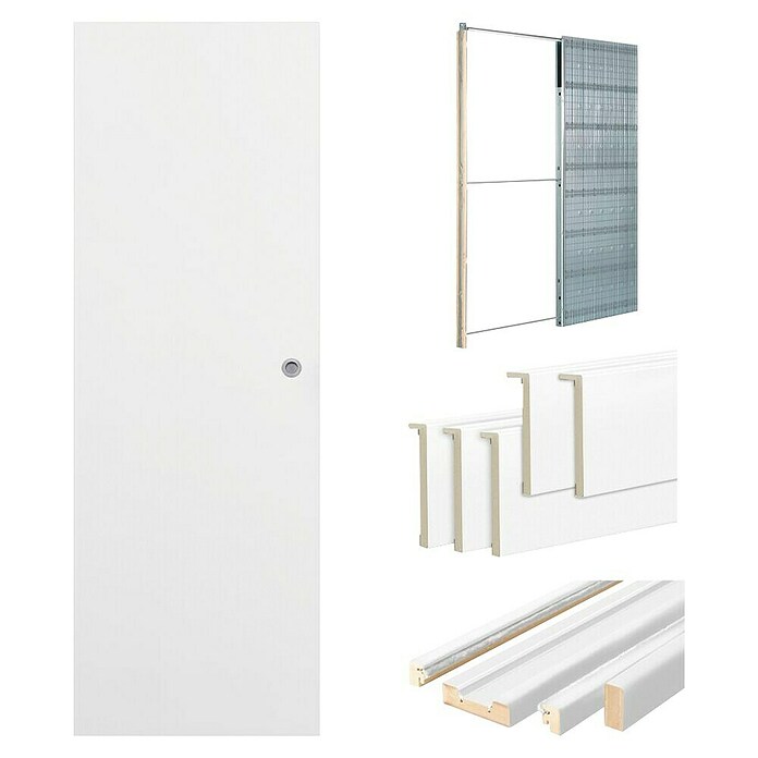 Solid Elements Set para puertas correderas Essen con estructura (62,5 x 203 cm, Blanco) | BAUHAUS