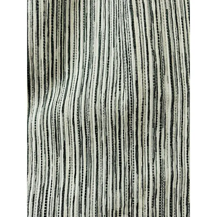Cortinas pasabarra Munir - An x Al: 140 x 260 cm, Perla, Materiales naturales - Primer plano de tejido a rayas con rayas verticales blancas y negras, ideal para fondos textiles e inspiraciones de moda.