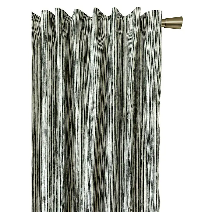 Cortinas pasabarra Munir - An x Al: 140 x 260 cm, Perla, Materiales naturales - Cortinas a rayas con una barra de cortina metálica que añaden un toque de elegancia a cualquier habitación.