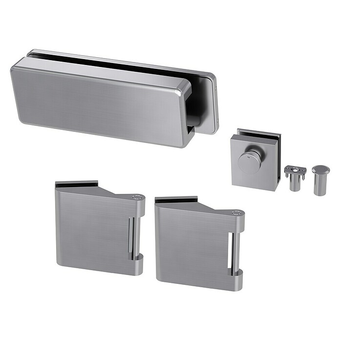 Diamond Doors Beschlag-Set Style Premium (Edelstahloptik matt, Passend für: Zweiflügelige Diamond Ganzglas-Drehtüren) | BAUHAUS