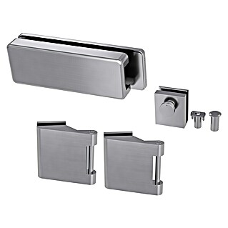 Diamond Doors Beschlag-Set Style Premium (Edelstahloptik matt, Passend für: Zweiflügelige Diamond Ganzglas-Drehtüren)