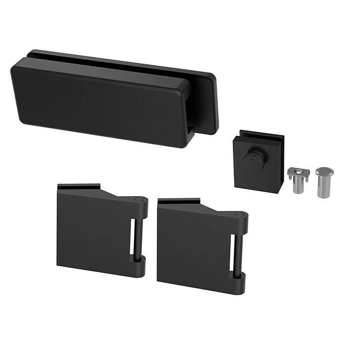 Diamond Doors Black Edition Beschlag-Set Style Premium (Schwarz matt, Passend für: Zweiflügelige Diamond Ganzglas-Drehtüren) | BAUHAUS