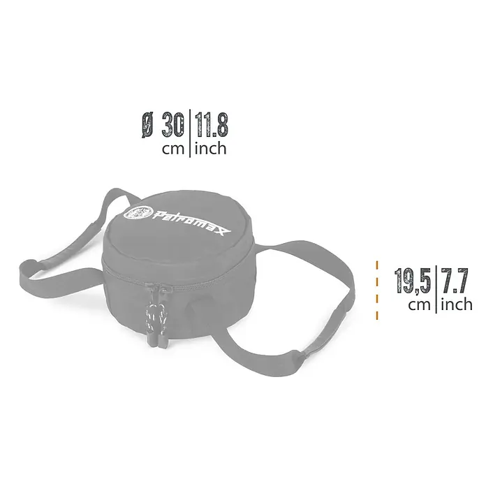 Petromax Transporttasche FT 4,5 - Ø x H: 30 x 19,5 cm, Polyester - Schwarze Petromax-Tasche mit Tragegriffen und Reißverschluss. Ideal für den Transport und die Aufbewahrung von Kochutensilien.