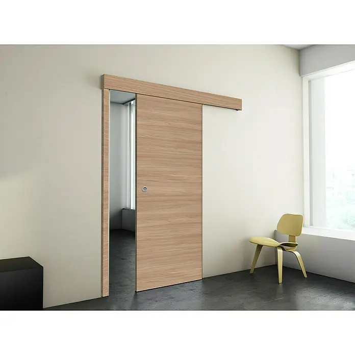 Solid Elements Embellecedor exterior Roble Urban - 2.000 x 100 mm, Roble claro - Puerta corredera de madera moderna con líneas limpias y un aspecto minimalista. Ideal para espacios habitables contemporáneos.