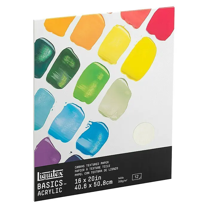 Liquitex Basics Acrylblock - 300 g/m², 40,6 x 50,8 cm, Anzahl Blätter: 12 Stk. - Nahaufnahme von Liquitex Basics Acrylpapier, strukturiert, in der Größe 40,6 x 50,8 cm, ideal für Acrylmalerei.