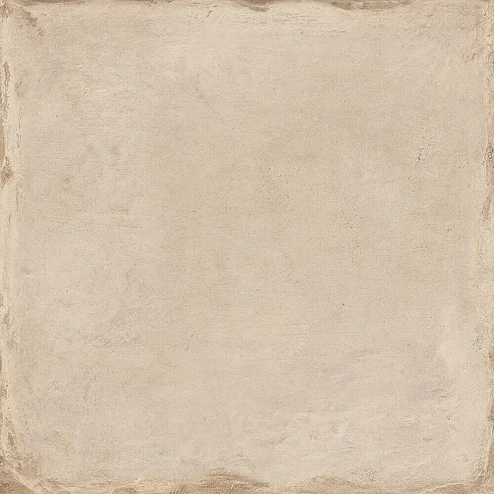 Feinsteinzeugfliese Triana - 24,8 x 24,8 cm, Beige, Matt - Beige quadratische Keramikfliese mit leicht ungleichmäßiger Textur und abgenutztem Rand für rustikale Innenräume.