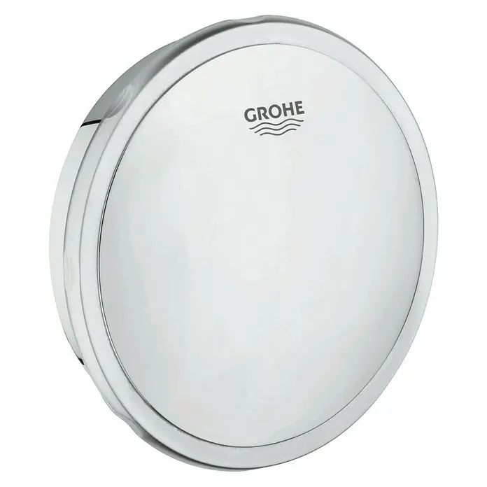 Grohe Ausstattungs-Set Talento - Passend für: Grohe Talento Ab- & Überlaufgarnituren - Nahaufnahme eines runden Grohe-Badezimmeraccessoires aus Chrom, das ein elegantes und modernes Design für das Badezimmer zeigt.