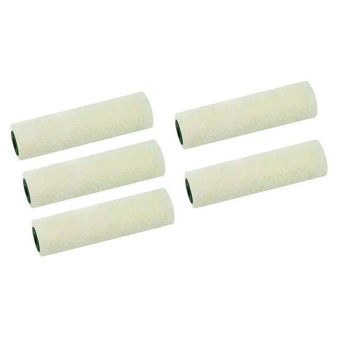 Recambio de rodillos para esmaltes - Anchura cilindro: 10 cm - Cinco fundas de rodillo de pintura color crema, ideales para superficies lisas y trabajos de pintura profesionales. Perfectas para renovaciones y bricolaje.