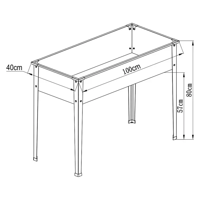 Floraworld Hochbeet - 80 x 100 x 40 cm, Metall, Anthrazit - Erhöhtes Hochbeet mit Beinen, Maße 100x40cm (oben) und 80cm (Höhe).