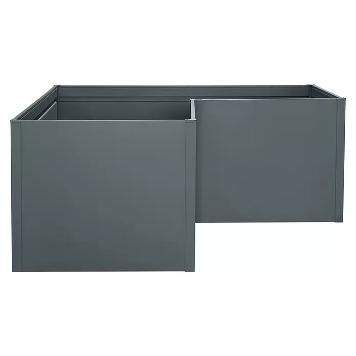 Floraworld Hochbeet Twin-Wall - 180 x 180 x 76 cm, Stahl, Anthrazit - Dunkelgraues L-förmiges modulares Metall-Hochbeet.