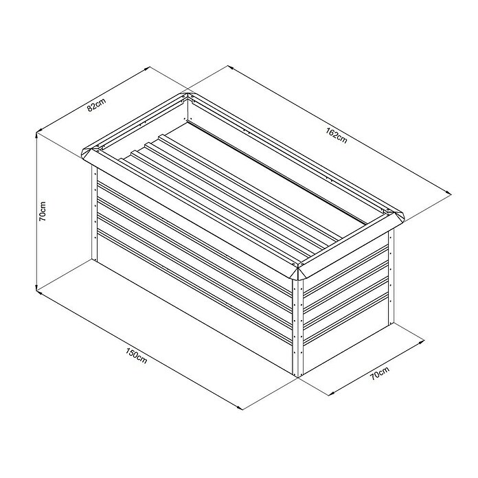 Floraworld Hochbeet (70 x 162 x 82 cm, Stahl, Anthrazit) | BAUHAUS